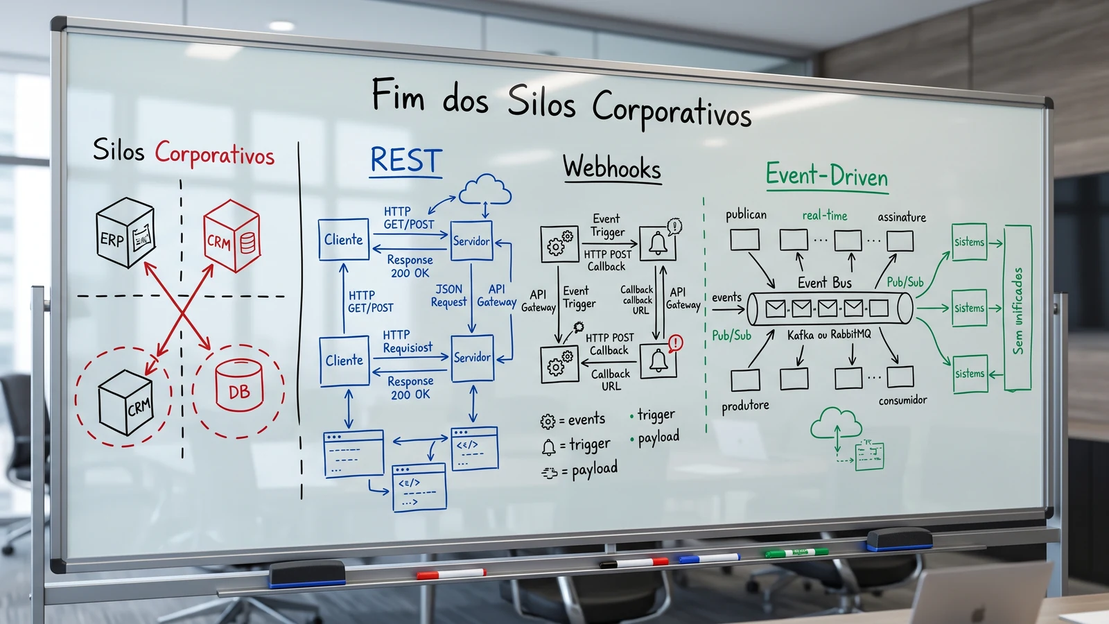 Capa do artigo sobre arquiteturas REST, Webhooks e event-driven em sistemas corporativos